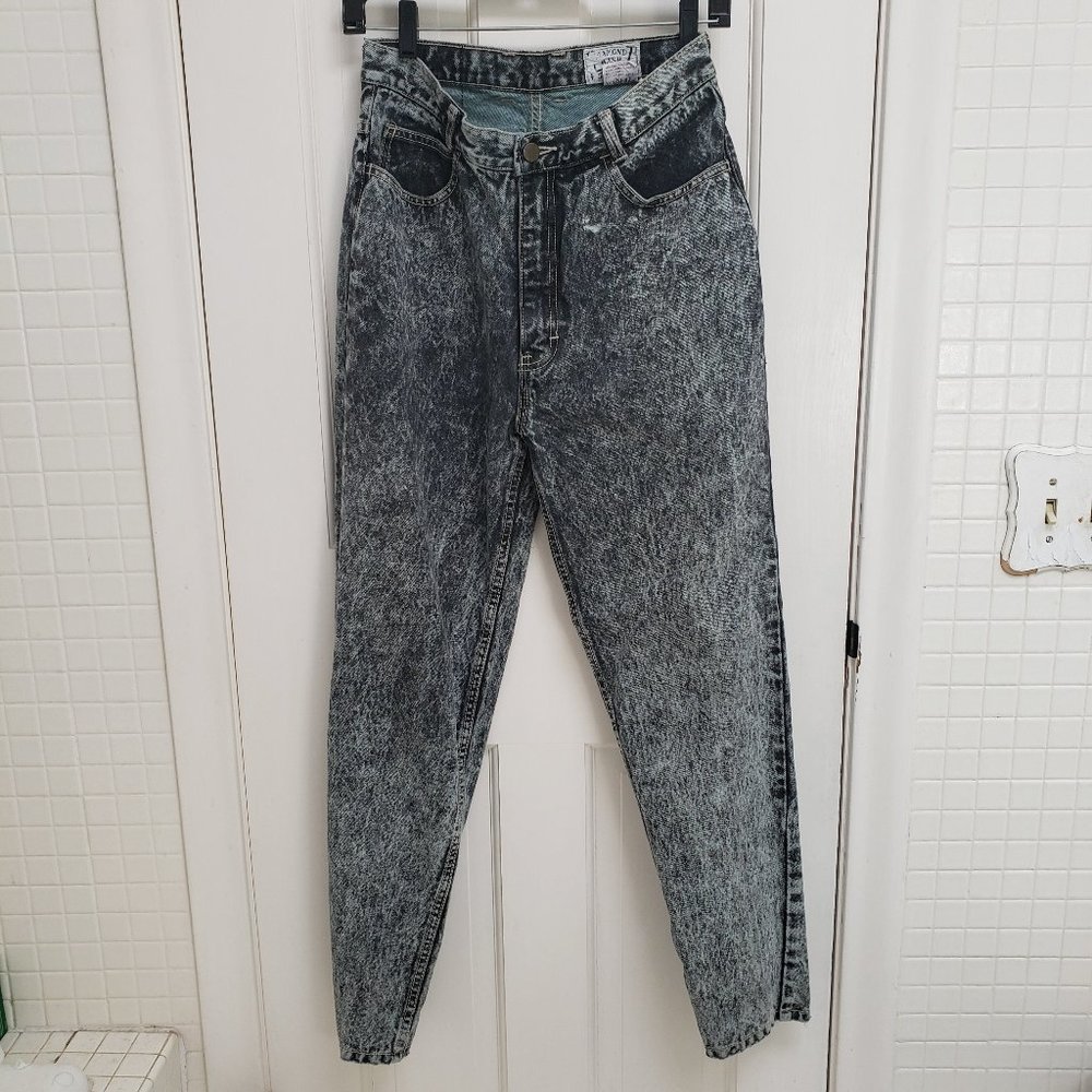 Sergio Valente Vintage 80s Acid Wash Mom Jeans Ankle Zip Tapered